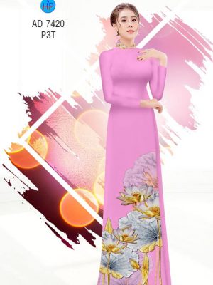 Vải áo dai hình hoa Sen kiểu mới AD 7420 29 1561763168 442 Vai ao dai hinh hoa Sen kieu moi AD 7420