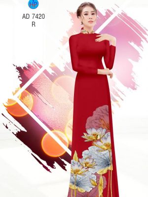 Vải áo dai hình hoa Sen kiểu mới AD 7420 28 1561763168 460 Vai ao dai hinh hoa Sen kieu moi AD 7420