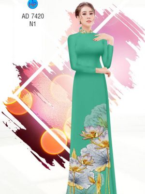 Vải áo dai hình hoa Sen kiểu mới AD 7420 23 1561763168 612 Vai ao dai hinh hoa Sen kieu moi AD 7420