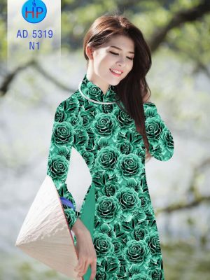 Vải áo dài Hoa hồng 3D mới ra AD 5319 32 1561831907 319 Vai ao dai Hoa hong 3D moi ra AD 5319