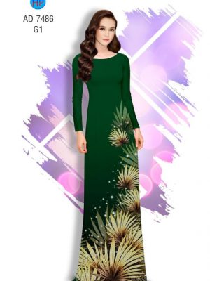 Vải áo dài lá Cọ kiểu mới AD 7486 21 Vai ao dai la Co thiet ke 2019 AD 7486