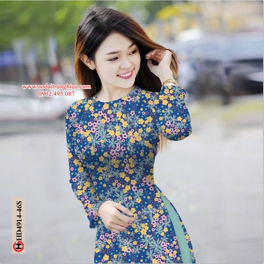 Vải Áo Dài Hoa Nhí Đều Thiết Kế 2019 Ad Hd4914 - Vải Áo Dài Trung Hiếu