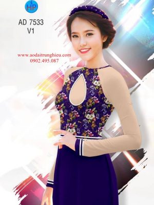 Vải áo dài Hoa in 3D kiểu mới AD 7533 33 1562598027 152 Vai ao dai Hoa in 3D kieu moi AD 7533