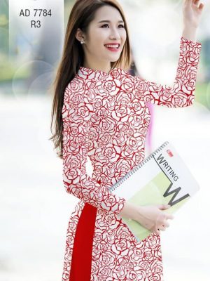 Vải áo dài hoa hồng đều thiết kế 2019 AD 7784 20 Vai ao dai hoa hong deu thiet ke 2019 AD