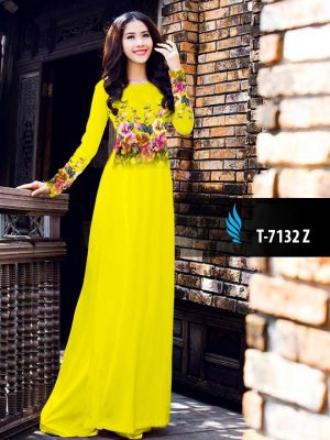 Vải áo dài hoa 3D ngay eo kiểu mới AD T7132 25 1571139588 585 Vai ao dai hoa 3D ngay eo kieu moi AD