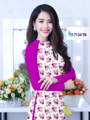 Vải áo dài hoa hồng đều kiểu mới AD T7134 11 1571139738 407 Vai ao dai hoa hong deu kieu moi AD T7134