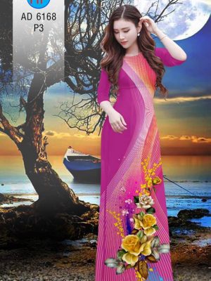Vải áo dài hoa hồng và sọc kiểu mới AD 6168 25 1572271339 24 Vai ao dai hoa hong va soc kieu moi AD