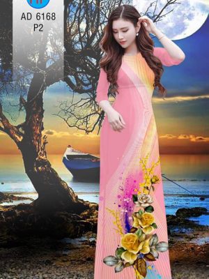 Vải áo dài hoa hồng và sọc kiểu mới AD 6168 20 1572271339 468 Vai ao dai hoa hong va soc kieu moi AD