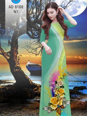 Vải áo dài hoa hồng và sọc kiểu mới AD 6168 24 1572271339 786 Vai ao dai hoa hong va soc kieu moi AD