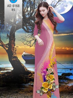 Vải áo dài hoa hồng và sọc kiểu mới AD 6168 26 1572271339 866 Vai ao dai hoa hong va soc kieu moi AD