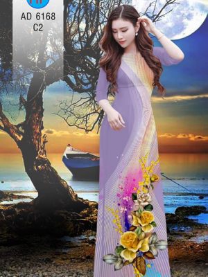 Vải áo dài hoa hồng và sọc kiểu mới AD 6168 32 1572271340 399 Vai ao dai hoa hong va soc kieu moi AD