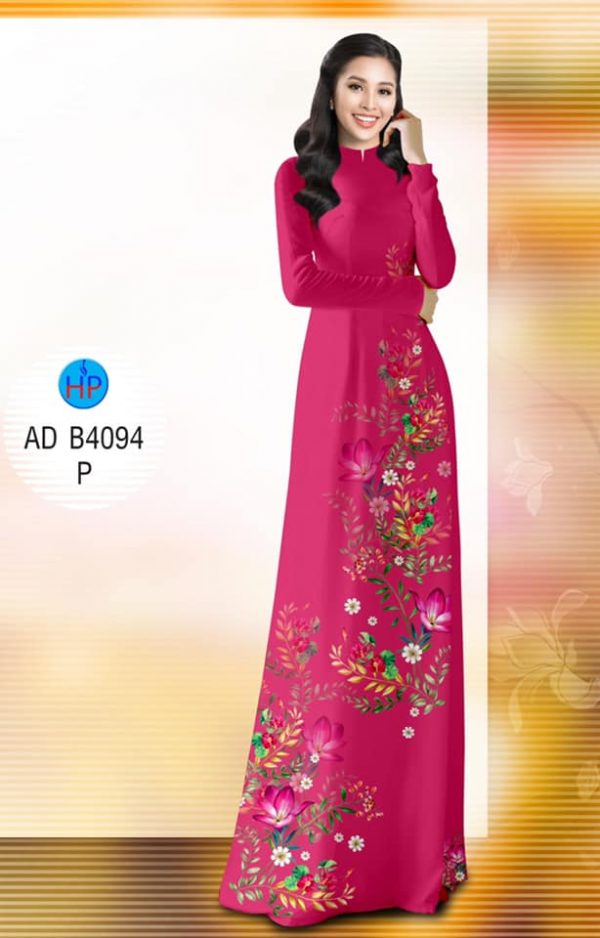 Vai ao dai Hoa in 3D kieu moi AD B4094