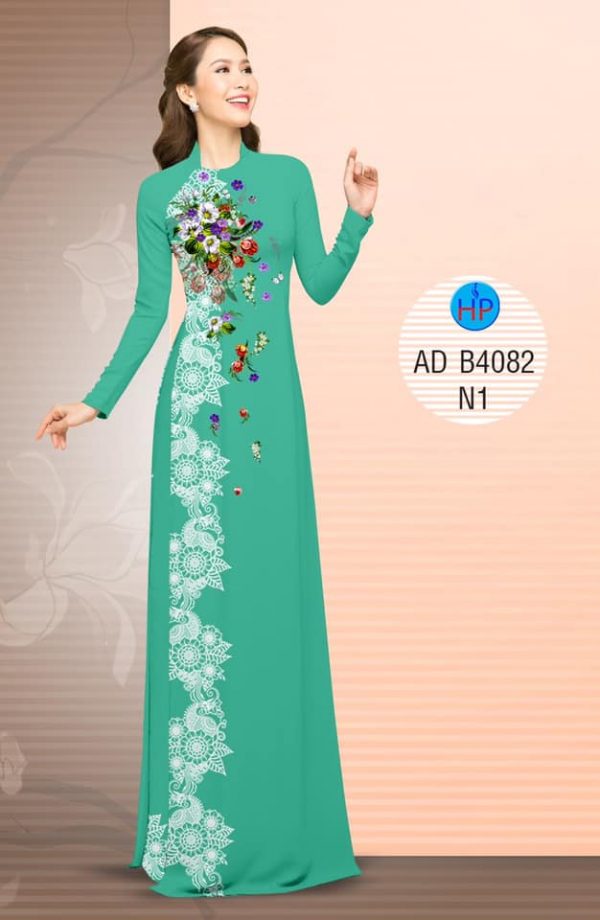 Vai ao dai Hoa va hoa van gia ren kieu