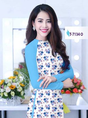Vải áo dài hoa hồng đều kiểu mới AD T7134 7 Vai ao dai hoa hong deu kieu moi AD T7134