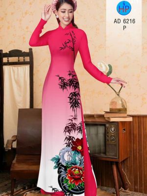 Vải áo dài Hoa Mẫu Đơn và Trúc kiểu mới AD 6216 20 Vai ao dai Hoa Mau Don va Truc kieu moi