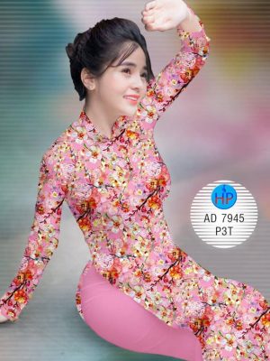 Vải áo dài Hoa đào mới ra AD 7945 19 Vai ao dai Hoa dao moi ra AD 7945
