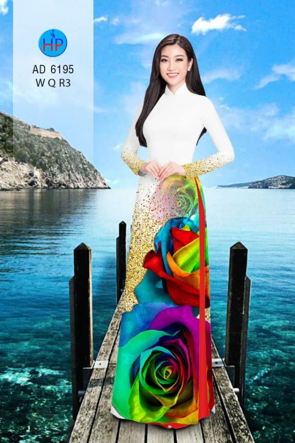 Vai ao dai Hoa hong ruc ro thiet ke 2019