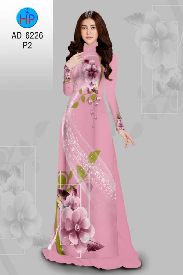 Vai ao dai Hoa in 3D kieu moi AD 6226