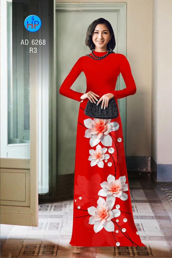 Vai ao dai Hoa in 3D kieu moi AD 6268