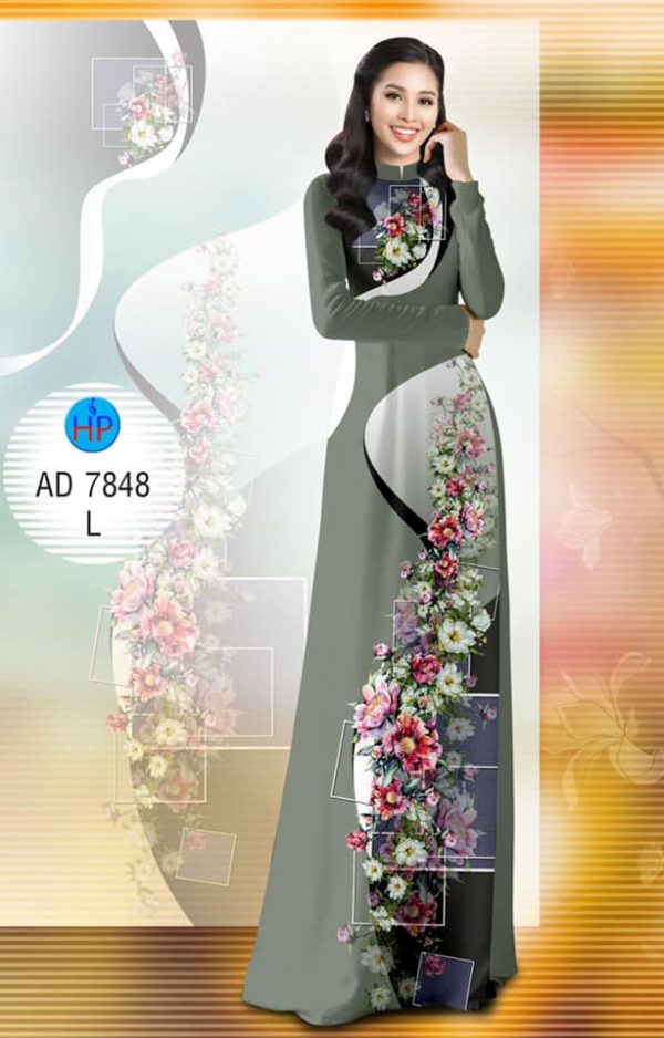 Vai ao dai Hoa in 3D kieu moi AD 7848