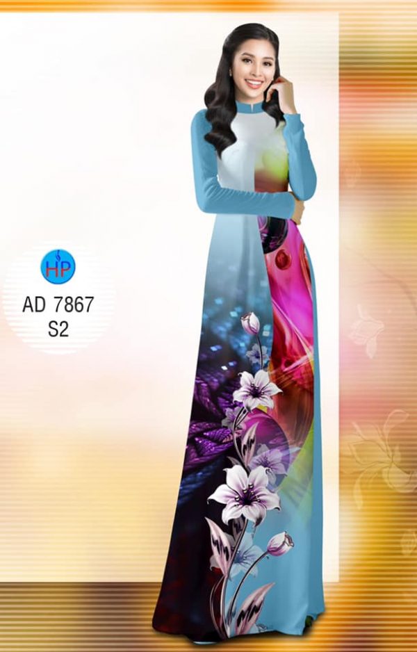 Vai ao dai Hoa in 3D kieu moi AD 7867