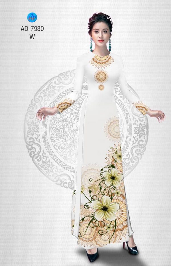 Vai ao dai Hoa in 3D kieu moi AD 7930