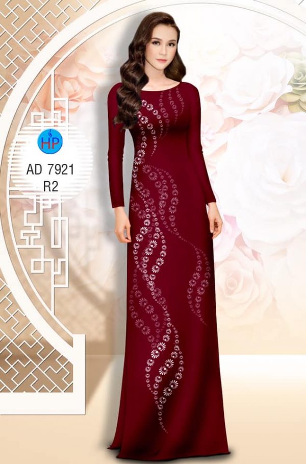 Vai ao dai Hoa in 3D thiet ke 2019 AD