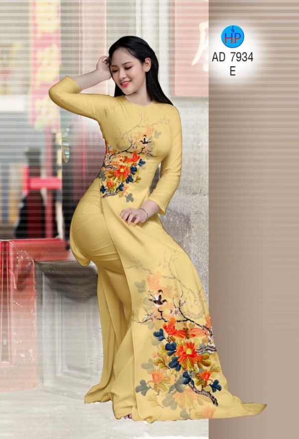 Vai ao dai Hoa va chim thiet ke 2019 AD