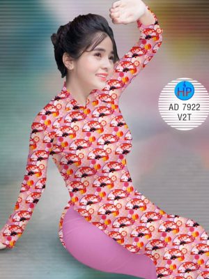 Vải áo dài Quạt và Hoa thiết kế 2019 AD 7922 18 Vai ao dai Quat va Hoa thiet ke 2019 AD