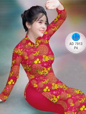 Vải áo dài hoa mai đón tết kiểu mới AD 7913 20 Vai ao dai hoa mai don tet kieu moi AD