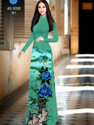 Vải áo dài hoa Mẫu đơn xanh thiết kế 2019 AD 6338 25 1576209476 849 Vai ao dai hoa Mau don xanh thiet ke 2019