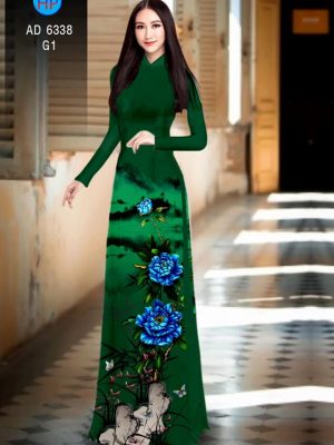 Vải áo dài hoa Mẫu đơn xanh thiết kế 2019 AD 6338 33 1576209477 133 Vai ao dai hoa Mau don xanh thiet ke 2019