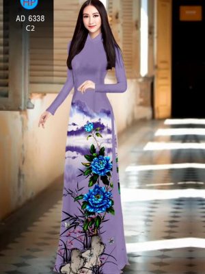 Vải áo dài hoa Mẫu đơn xanh thiết kế 2019 AD 6338 36 1576209477 43 Vai ao dai hoa Mau don xanh thiet ke 2019