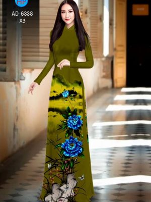 Vải áo dài hoa Mẫu đơn xanh thiết kế 2019 AD 6338 29 1576209477 614 Vai ao dai hoa Mau don xanh thiet ke 2019