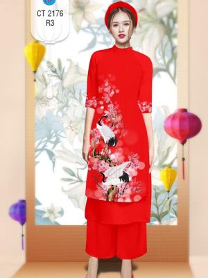 Vải áo dài Cách tân hoa Đào và Sếu kiểu mới AD 2176 18 1576292227 14 Vai ao dai Cach tan hoa Dao va Seu kieu