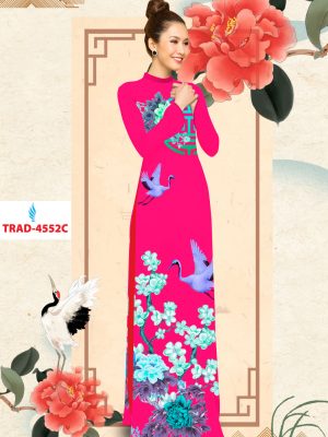 Vải áo dài chim hạc và hoa đào kiểu mới AD TRAF 4552 20 1577088392 815 Vai ao dai chim hac va hoa dao kieu moi