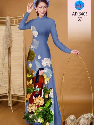 Vải áo dài Cô gái và hoa Sen thiết kế 2019 AD 6403 35 1577693557 108 Vai ao dai Co gai va hoa Sen thiet ke