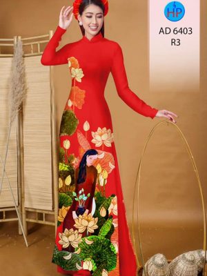 Vải áo dài Cô gái và hoa Sen thiết kế 2019 AD 6403 30 1577693557 388 Vai ao dai Co gai va hoa Sen thiet ke
