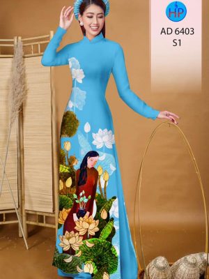 Vải áo dài Cô gái và hoa Sen thiết kế 2019 AD 6403 31 1577693557 619 Vai ao dai Co gai va hoa Sen thiet ke