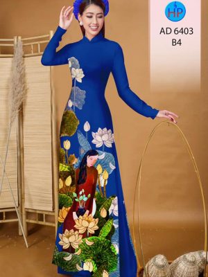 Vải áo dài Cô gái và hoa Sen thiết kế 2019 AD 6403 24 1577693557 907 Vai ao dai Co gai va hoa Sen thiet ke
