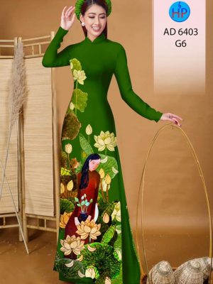 Vải áo dài Cô gái và hoa Sen thiết kế 2019 AD 6403 22 1577693557 911 Vai ao dai Co gai va hoa Sen thiet ke