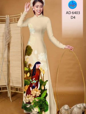 Vải áo dài Cô gái và hoa Sen thiết kế 2019 AD 6403 25 1577693557 975 Vai ao dai Co gai va hoa Sen thiet ke