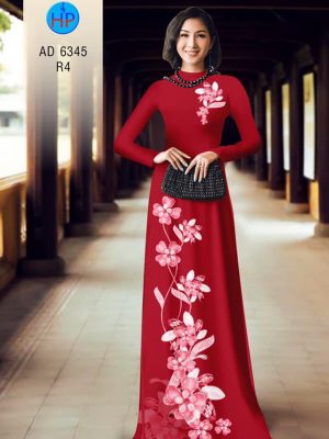 Vải áo dài Hoa in 3D đẹp sanh thanh khiết kiểu mới AD 6345 20 Vai ao dai Hoa in 3D dep sanh thanh khiet