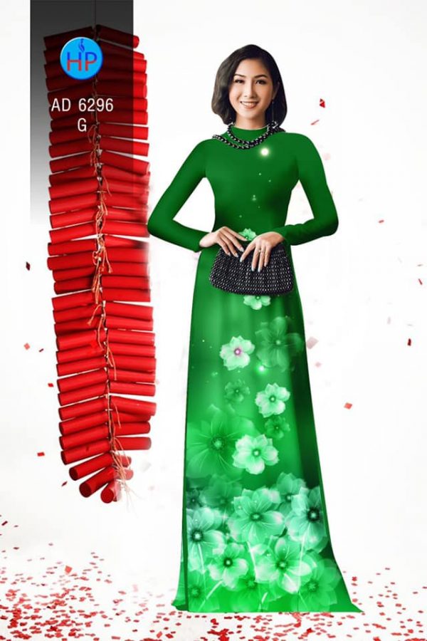 Vai ao dai Hoa in 3D kieu moi AD 6296