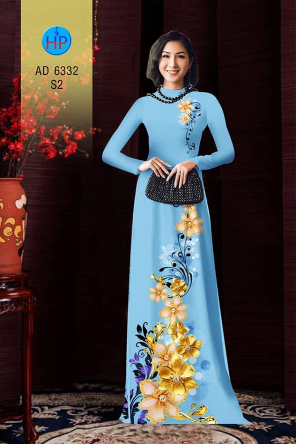 Vai ao dai Hoa in 3D kieu moi AD 6332