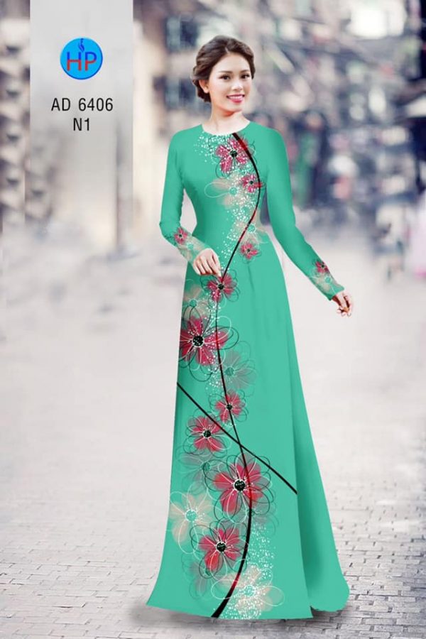 Vai ao dai Hoa in 3D kieu moi AD 6406