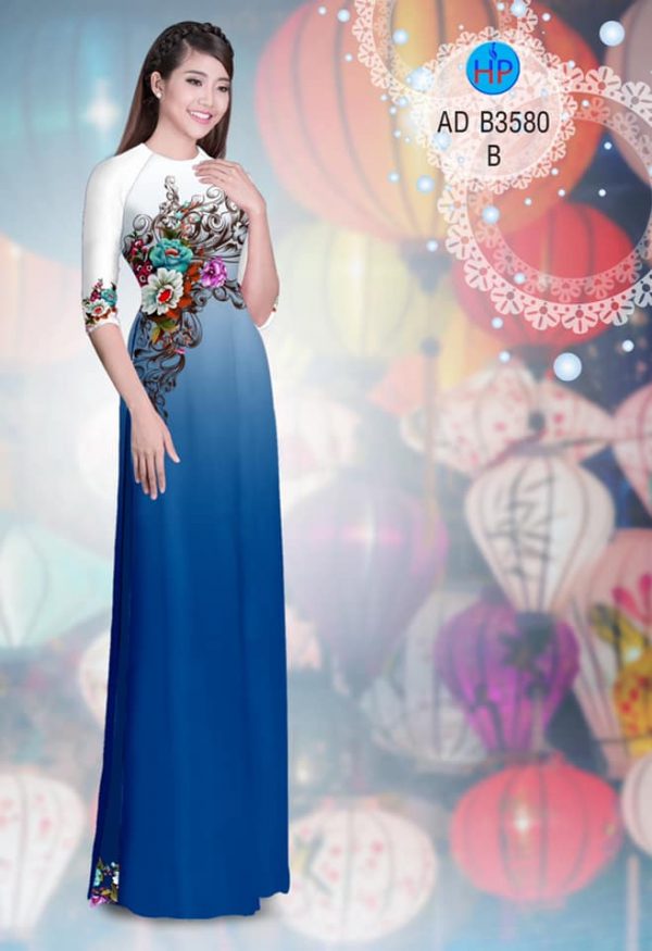 Vai ao dai Hoa in 3D kieu moi AD B3580