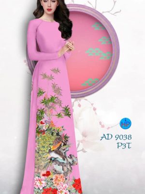Vải áo dài chim công trong vườn hoa Mẫu Đơn mới ra AD 9038 20 Vai ao dai chim cong trong vuon hoa Mau Don