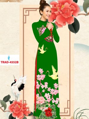 Vải áo dài chim hạc và hoa đào kiểu mới AD TRAF 4552 18 Vai ao dai chim hac va hoa dao kieu moi