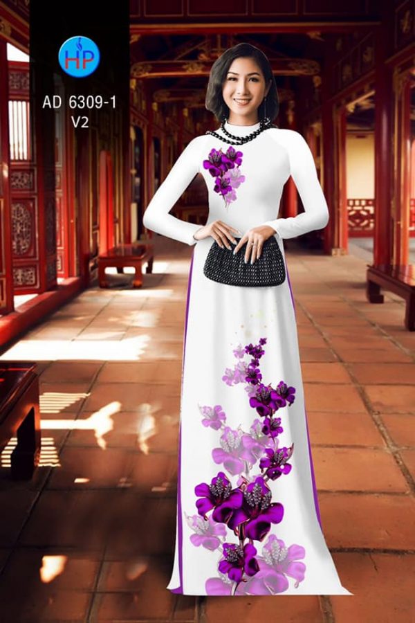 Vai ao dai hoa 3D dep kieu moi AD 6309